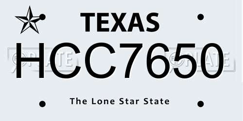 HCC7650 Texas License Plate