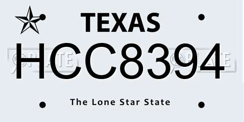 HCC8394 Texas License Plate