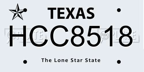 HCC8518 Texas License Plate