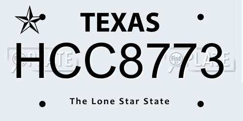 HCC8773 Texas License Plate