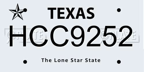 HCC9252 Texas License Plate