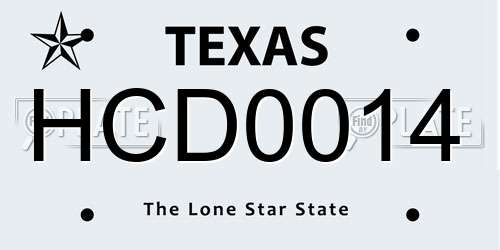 HCD0014 Texas License Plate