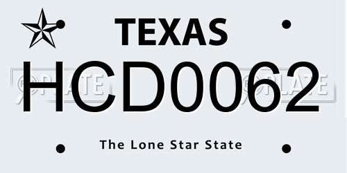 HCD0062 Texas License Plate