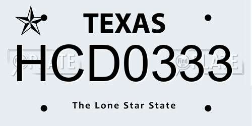 HCD0333 Texas License Plate