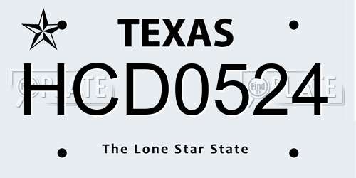 HCD0524 Texas License Plate