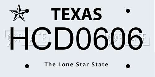 HCD0606 Texas License Plate