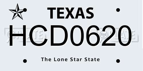HCD0620 Texas License Plate