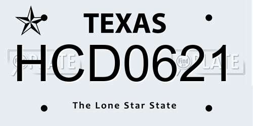 HCD0621 Texas License Plate