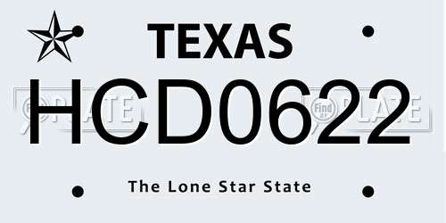 HCD0622 Texas License Plate