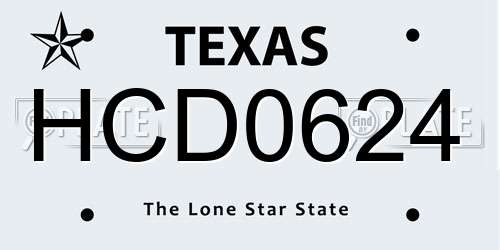 HCD0624 Texas License Plate