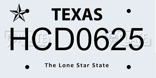 HCD0625 Texas License Plate