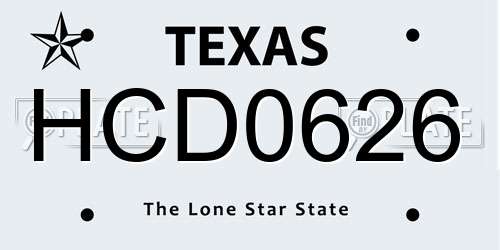 HCD0626 Texas License Plate