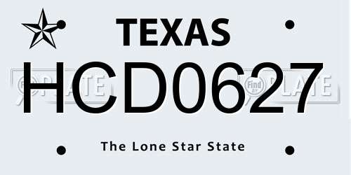 HCD0627 Texas License Plate