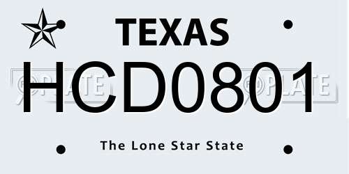 HCD0801 Texas License Plate
