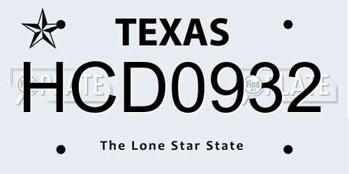 HCD0932 Texas License Plate