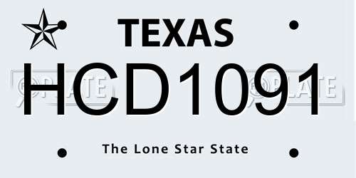 HCD1091 Texas License Plate
