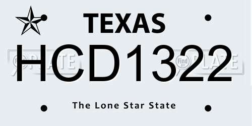 HCD1322 Texas License Plate