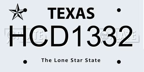 HCD1332 Texas License Plate