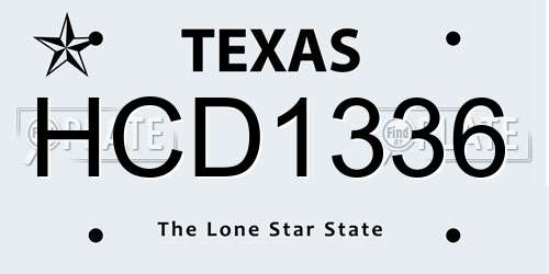 HCD1336 Texas License Plate