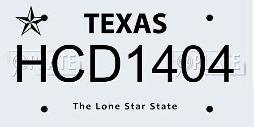 HCD1404 Texas License Plate