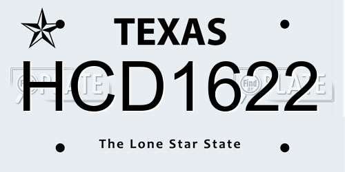 HCD1622 Texas License Plate