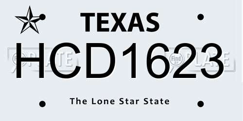 HCD1623 Texas License Plate
