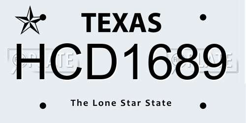 HCD1689 Texas License Plate