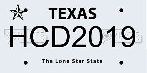 HCD2019 Texas License Plate