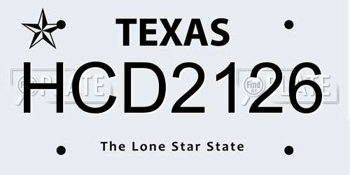 HCD2126 Texas License Plate