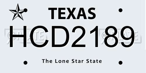 HCD2189 Texas License Plate