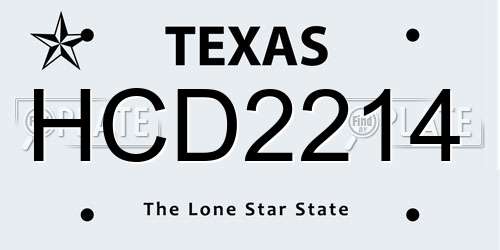 HCD2214 Texas License Plate