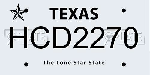 HCD2270 Texas License Plate