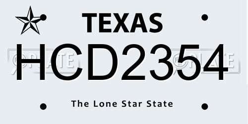HCD2354 Texas License Plate
