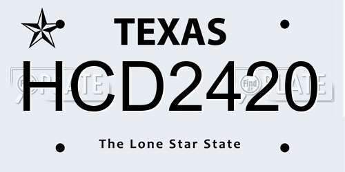 HCD2420 Texas License Plate