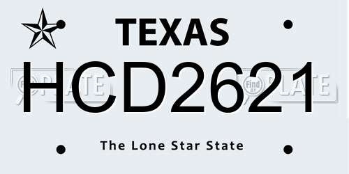 HCD2621 Texas License Plate