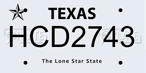 HCD2743 Texas License Plate