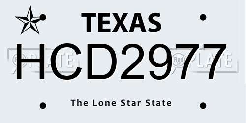 HCD2977 Texas License Plate