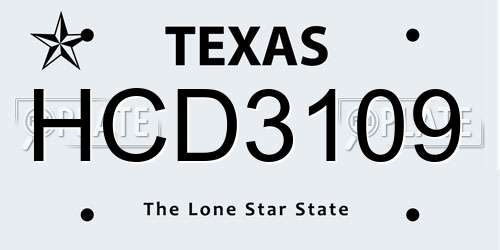 HCD3109 Texas License Plate