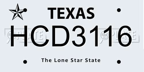 HCD3116 Texas License Plate
