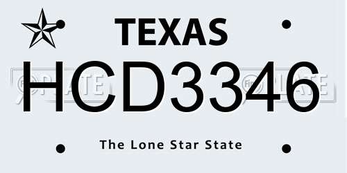 HCD3346 Texas License Plate