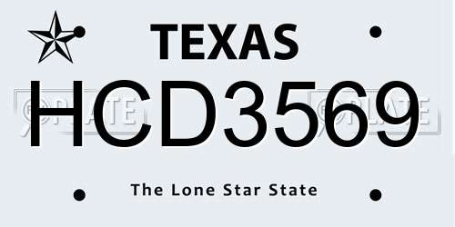 HCD3569 Texas License Plate