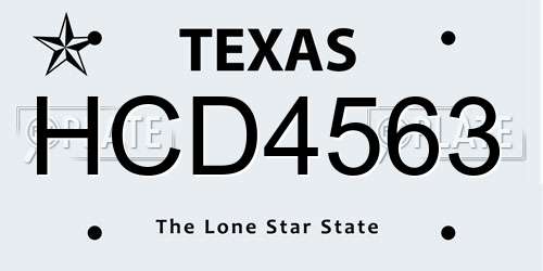 HCD4563 Texas License Plate