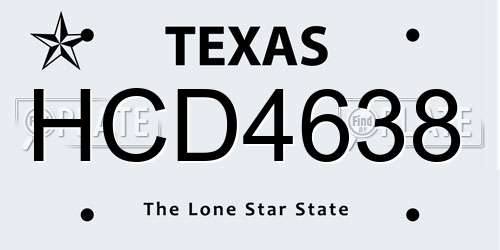 HCD4638 Texas License Plate