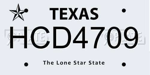 HCD4709 Texas License Plate