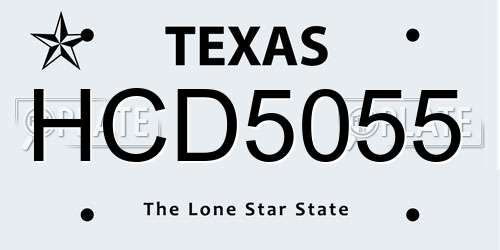 HCD5055 Texas License Plate
