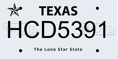 HCD5391 Texas License Plate