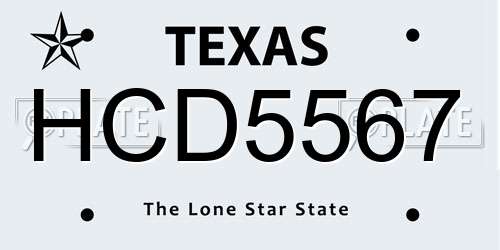 HCD5567 Texas License Plate