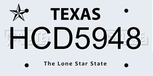 HCD5948 Texas License Plate