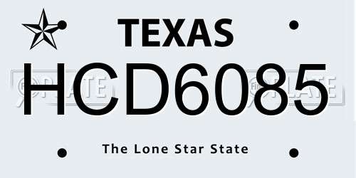 HCD6085 Texas License Plate