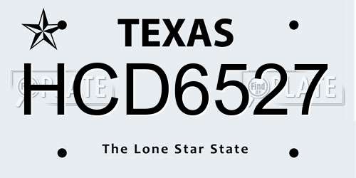 HCD6527 Texas License Plate